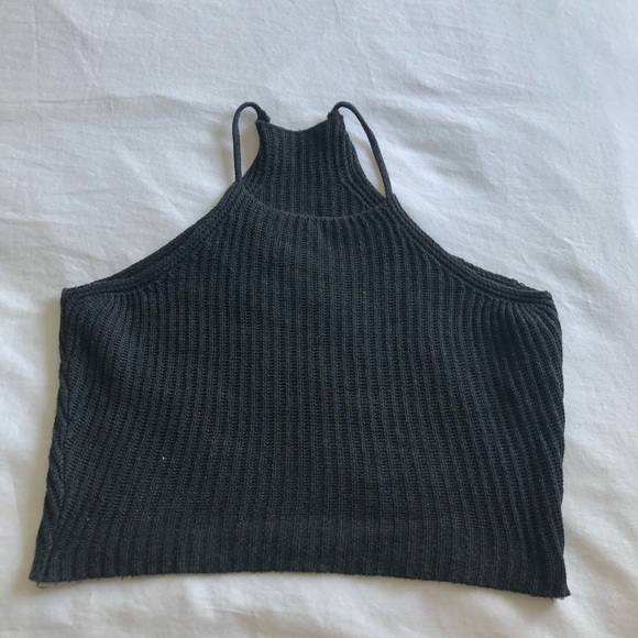 High neck black cotton Brandy Melville crop tank. - Picture 3 of 3